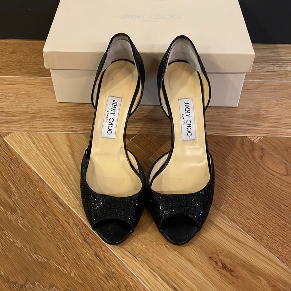 Jimmy Choo Black Peep Toe Heels